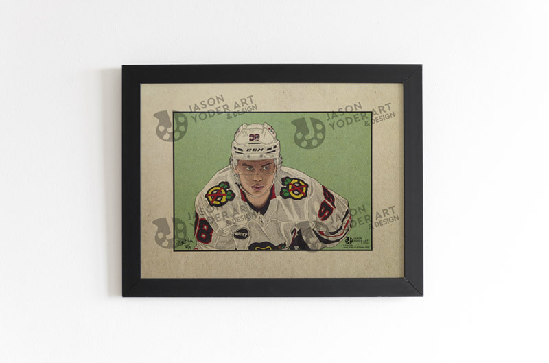 Limited Edition Connor Bedard artwork mocked up in a frame.