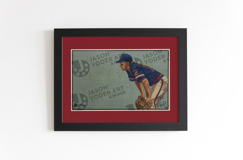 Limited Edition Mark Grace print mocked up in a matted frame.