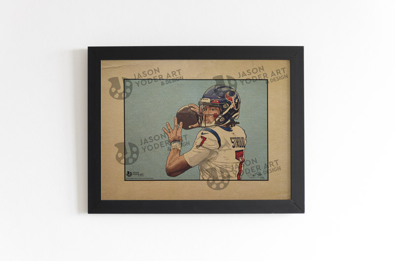 Limited Edition Justin Fields artwork mocked up in a frame.